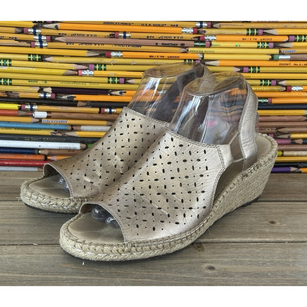 Clarks Petrina Gail Espadrilles Sandals Wedge Gold Comfort Women's 10 M
